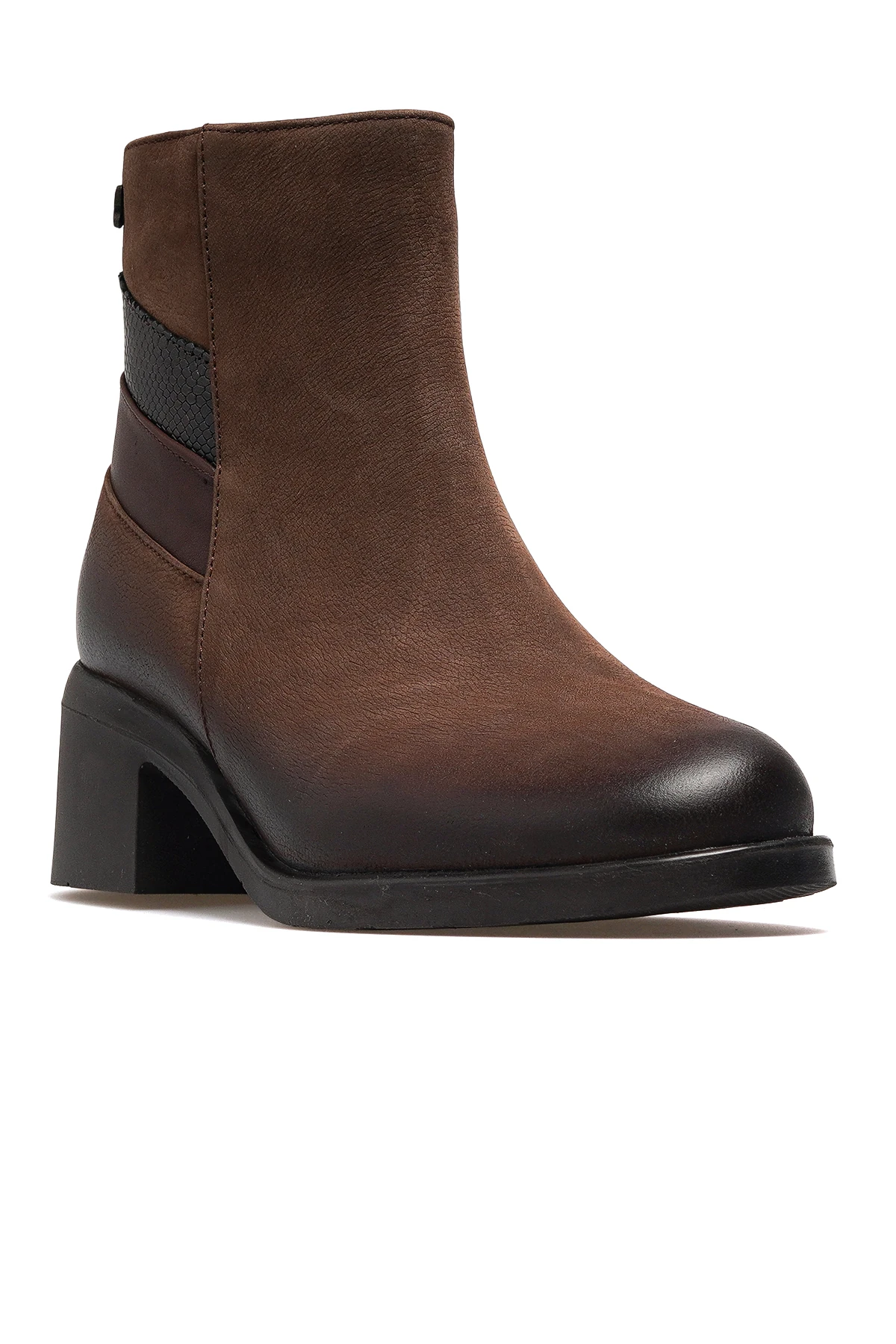 Kadın Hakiki Deri Topuklu Günlük Bot 2551403K Z - VİZON NUBUK