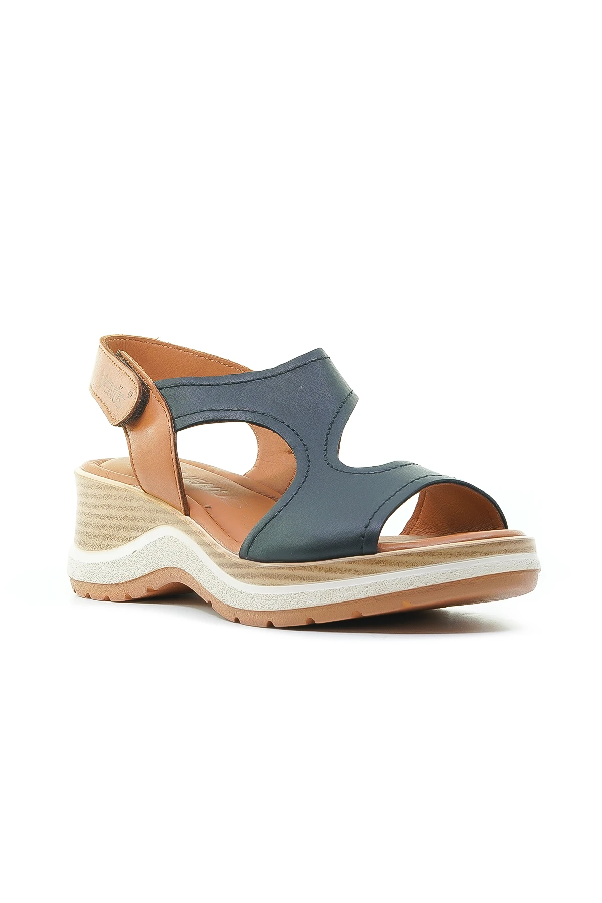 Venüs Kadın Hakiki Deri Dolgu Topuklu Comfort Casual Günlük Sandalet (36-40) 2409901Y Z - SİYAH