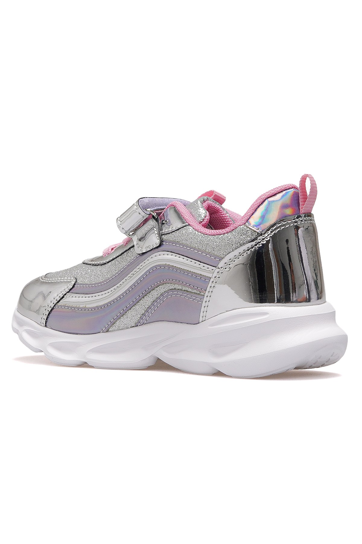 Glossy Shine Kız Çocuk Hafif Işıklı Günlük Sneaker Spor Ayakkabı BUCK4430 - GÜMÜŞ