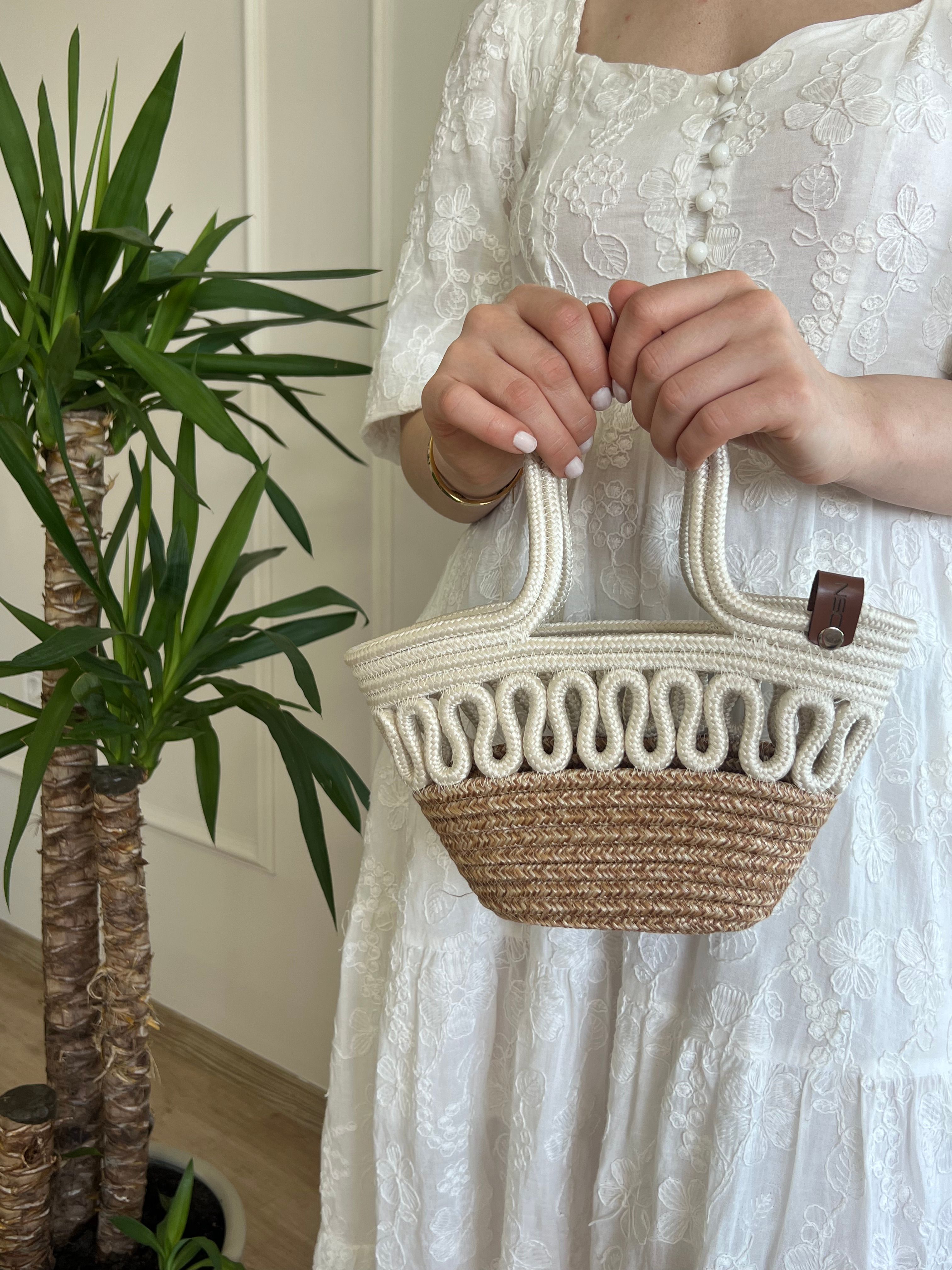 Ortega Handmade Mini Hasır Çapraz Çanta