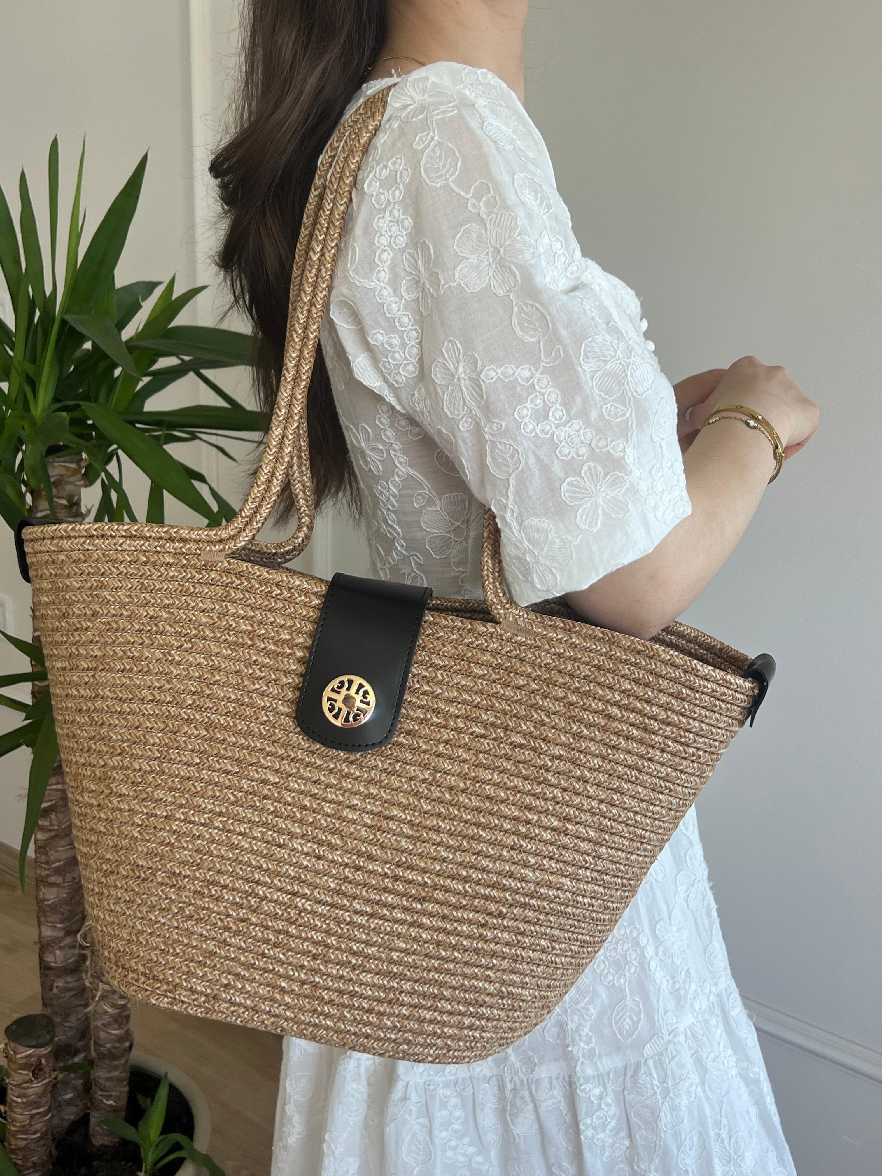 Duffy Kapaklı Handmade Hasır Tote Çanta 