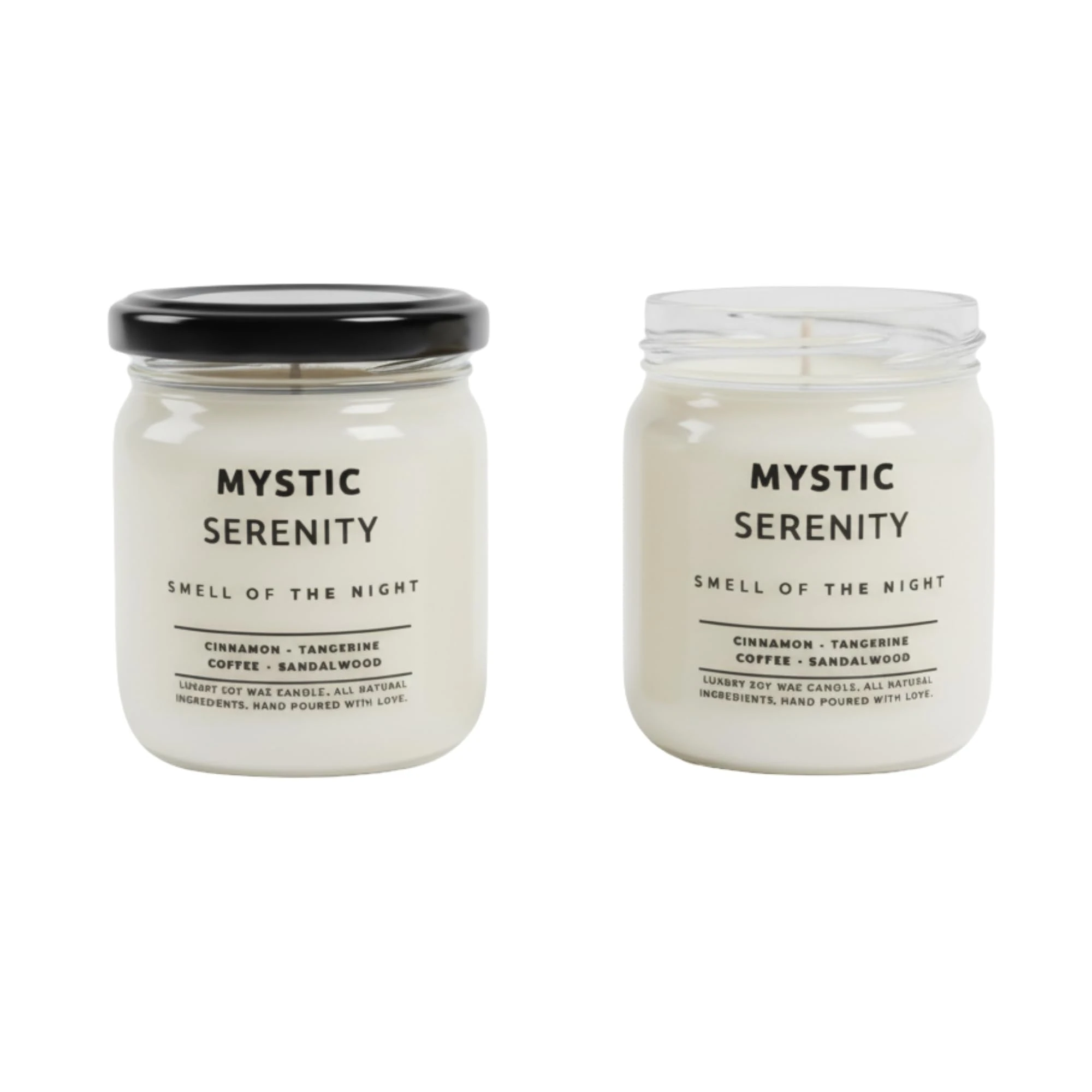 Mystic Serenity 2’li Premium Soya Mum Seti – Tarçın, Kahve, Mandalina & Sandal Ağacı Kokulu – Cam Kavanoz – El Yapımı – 40+ Saat Yanma Süresi – Hediyelik & Dekoratif Mum