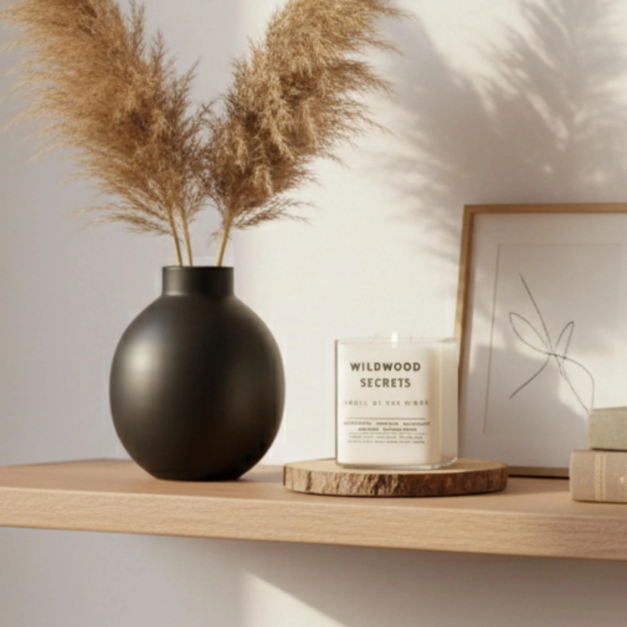 Wildwood Secret Lüks Aromaterapi Mumu |%100 Doğal Soya Wax | Okaliptüs, Tütün, Vanilya & Sandal Ağacı Kokulu | 4x Pamuk Fitilli | El Yapımı Fitiller | 50+ Saat Ultra Uzun Yanma Süresi | Tekrar Kullan