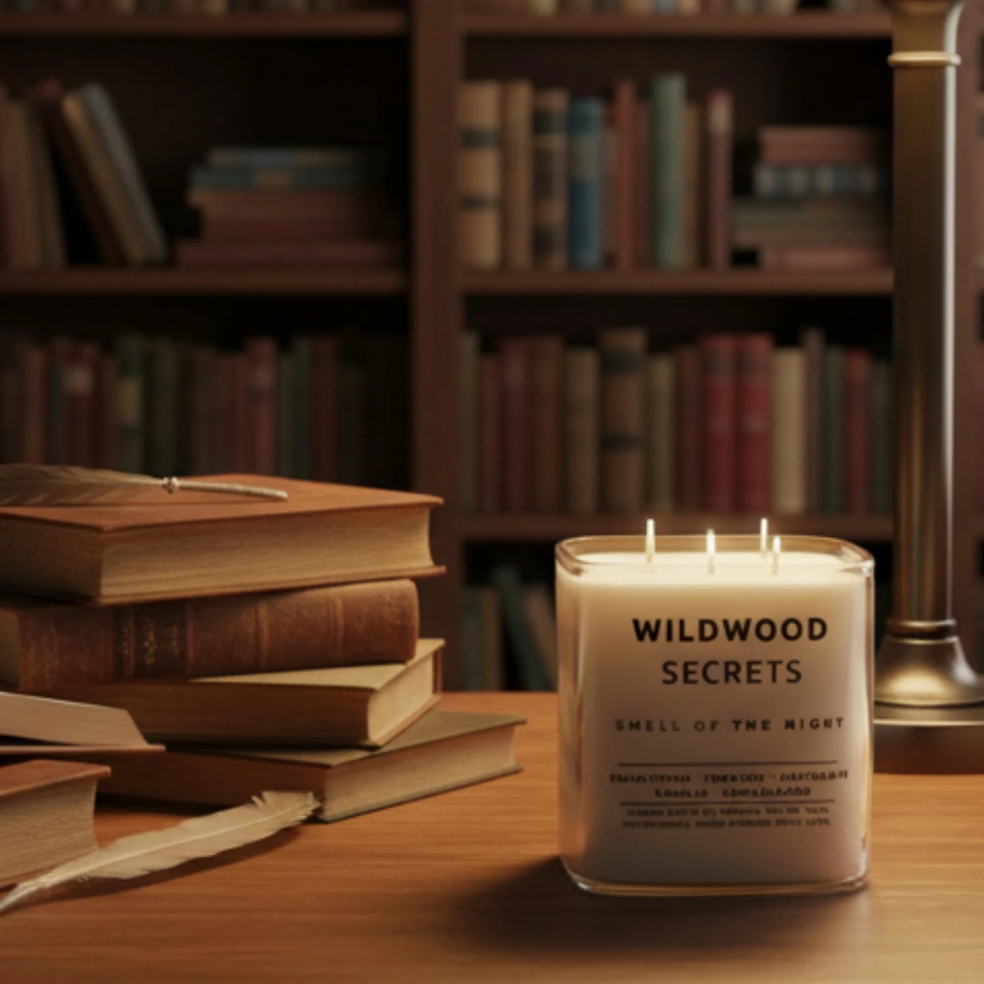 Wildwood Secret Lüks Aromaterapi Mumu |%100 Doğal Soya Wax | Okaliptüs, Tütün, Vanilya & Sandal Ağacı Kokulu | 4x Pamuk Fitilli | El Yapımı Fitiller | 50+ Saat Ultra Uzun Yanma Süresi | Tekrar Kullan