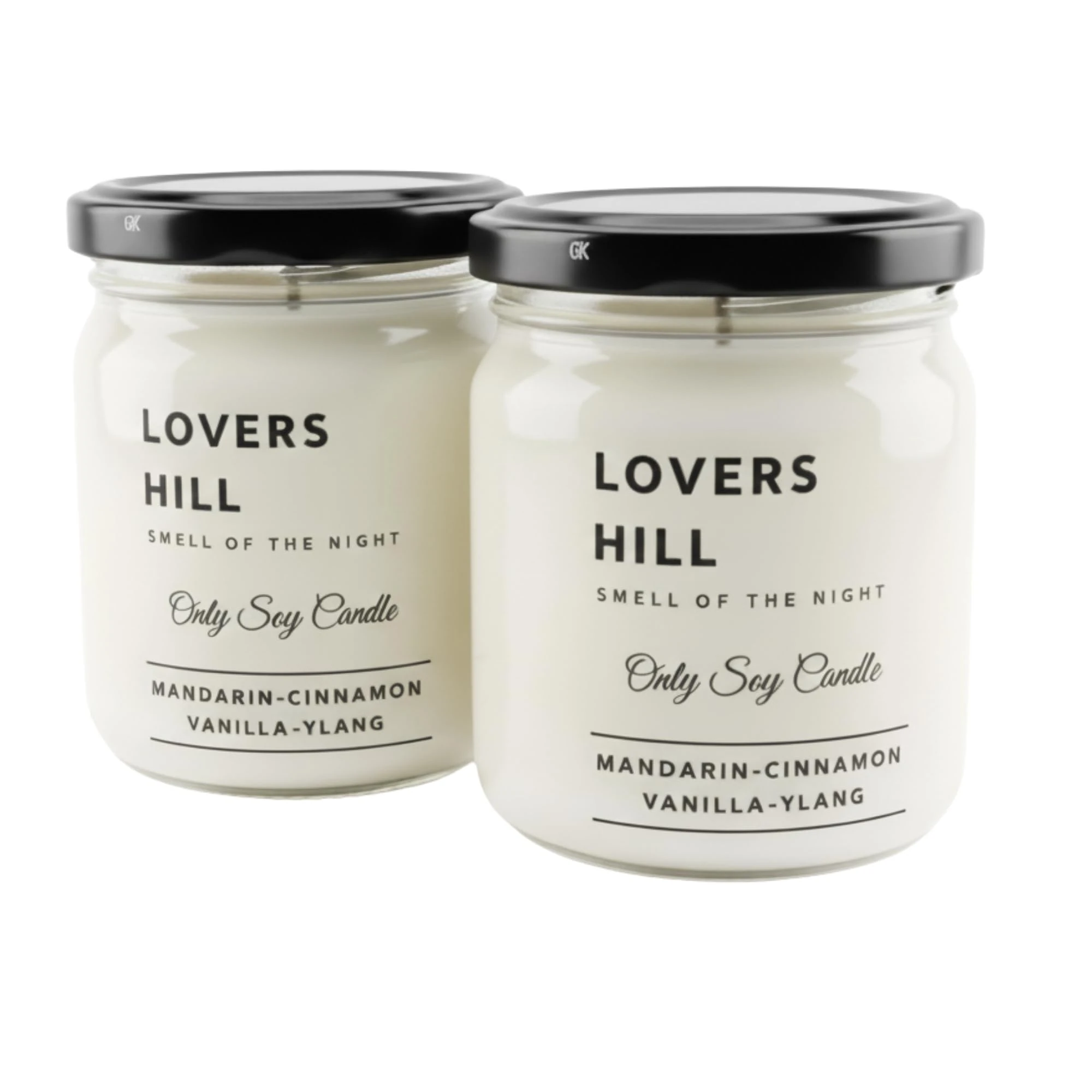 Lovers Hill 2’li Set Doğal Soya Mumu – 7oz Cam Kavanoz – 40+ Saat Yanma Süresi – Mandalina, Tarçın, Vanilya & Ylang Ylang Kokulu Mum – Parafin & Paraben İçermez – Aromaterapi & Hediye Mumu