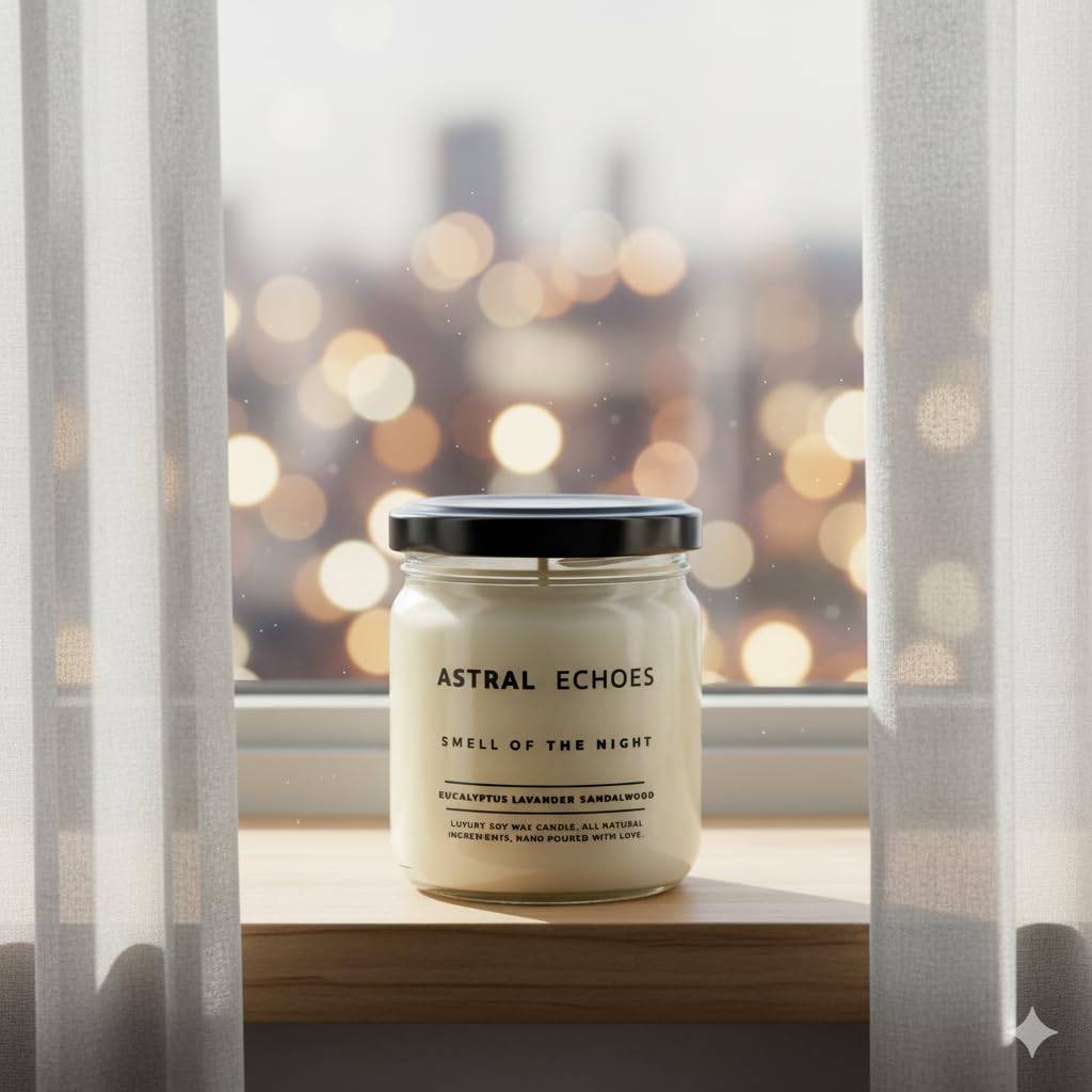 Astral Echoes 2’li Set Doğal Soya Mumu – 7oz Cam Kavanoz – 40+ Saat Yanma Süresi – Okaliptüs, Lavanta & Sandal Ağacı Kokulu Mum – Parafin & Paraben İçermez – Aromaterapi & Hediye Mumu