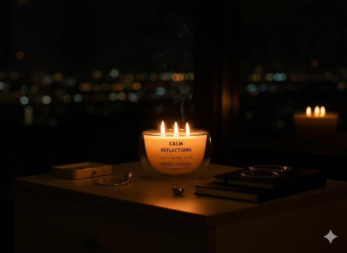 Calm Reflections, Çift Cidarlı mükemmel cam kase içinde doğal Soya Mumu – 10 oz – 40+ Saat Yanma Süresi – Nane, Mandalina, Çikolata & Vanilya Kokulu Mum – Aromaterapi & Hediye Mumu,