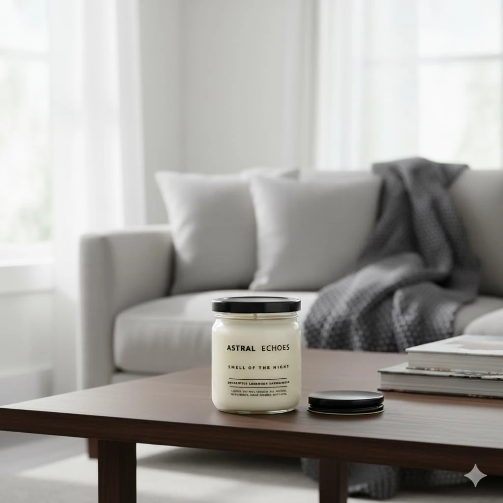 Astral Echoes 2’li Set Doğal Soya Mumu – 7oz Cam Kavanoz – 40+ Saat Yanma Süresi – Okaliptüs, Lavanta & Sandal Ağacı Kokulu Mum – Parafin & Paraben İçermez – Aromaterapi & Hediye Mumu