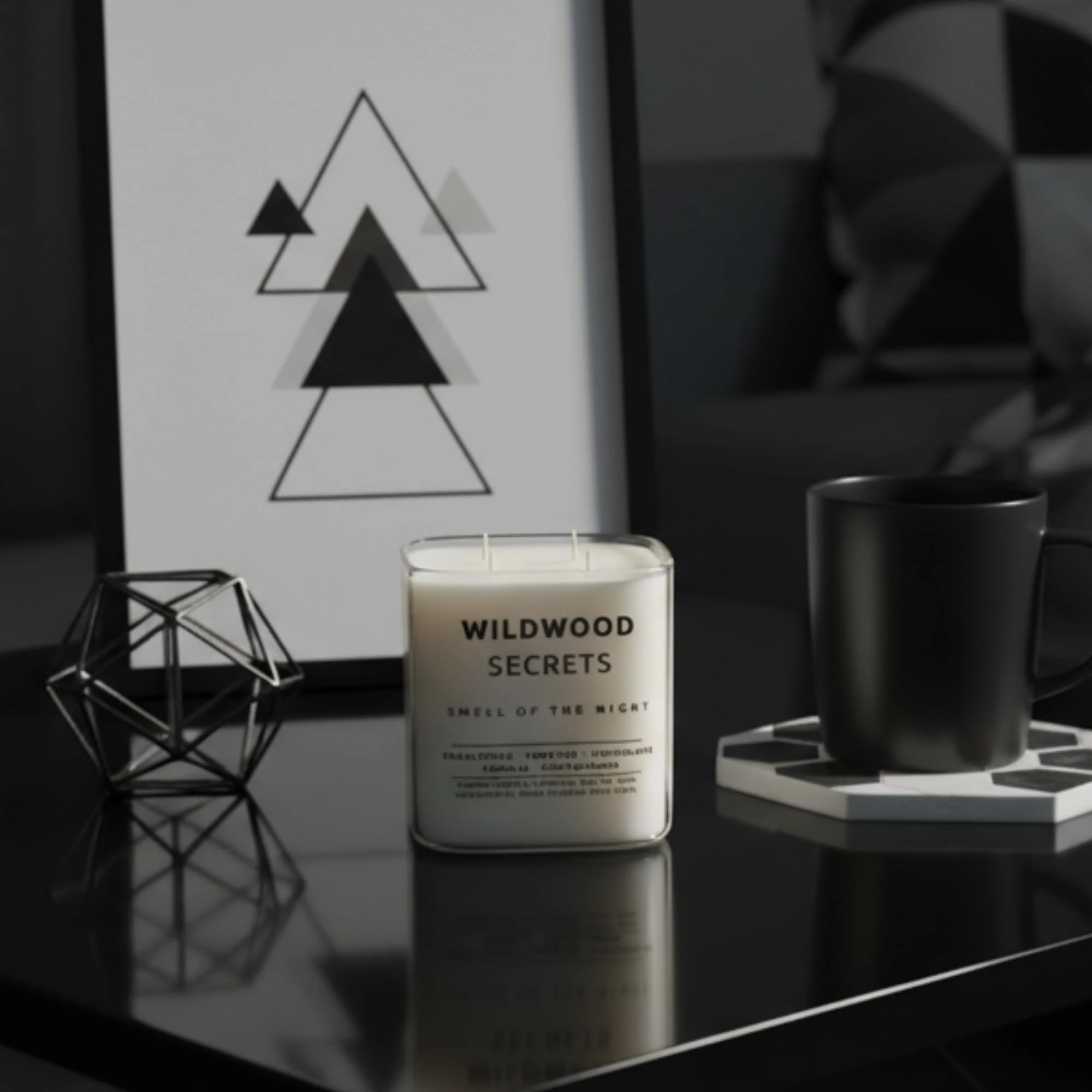 Wildwood Secret Lüks Aromaterapi Mumu |%100 Doğal Soya Wax | Okaliptüs, Tütün, Vanilya & Sandal Ağacı Kokulu | 4x Pamuk Fitilli | El Yapımı Fitiller | 50+ Saat Ultra Uzun Yanma Süresi | Tekrar Kullan