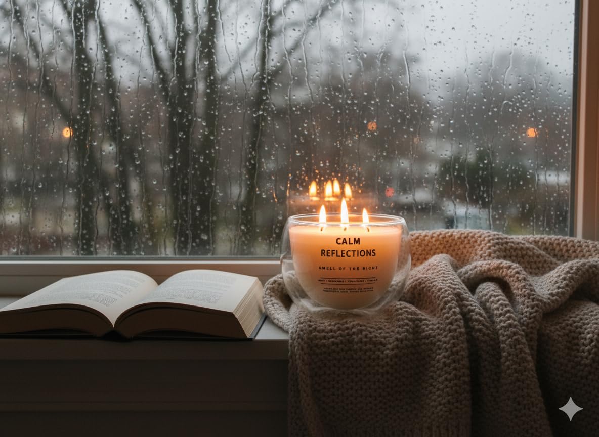 Calm Reflections, Çift Cidarlı mükemmel cam kase içinde doğal Soya Mumu – 10 oz – 40+ Saat Yanma Süresi – Nane, Mandalina, Çikolata & Vanilya Kokulu Mum – Aromaterapi & Hediye Mumu,