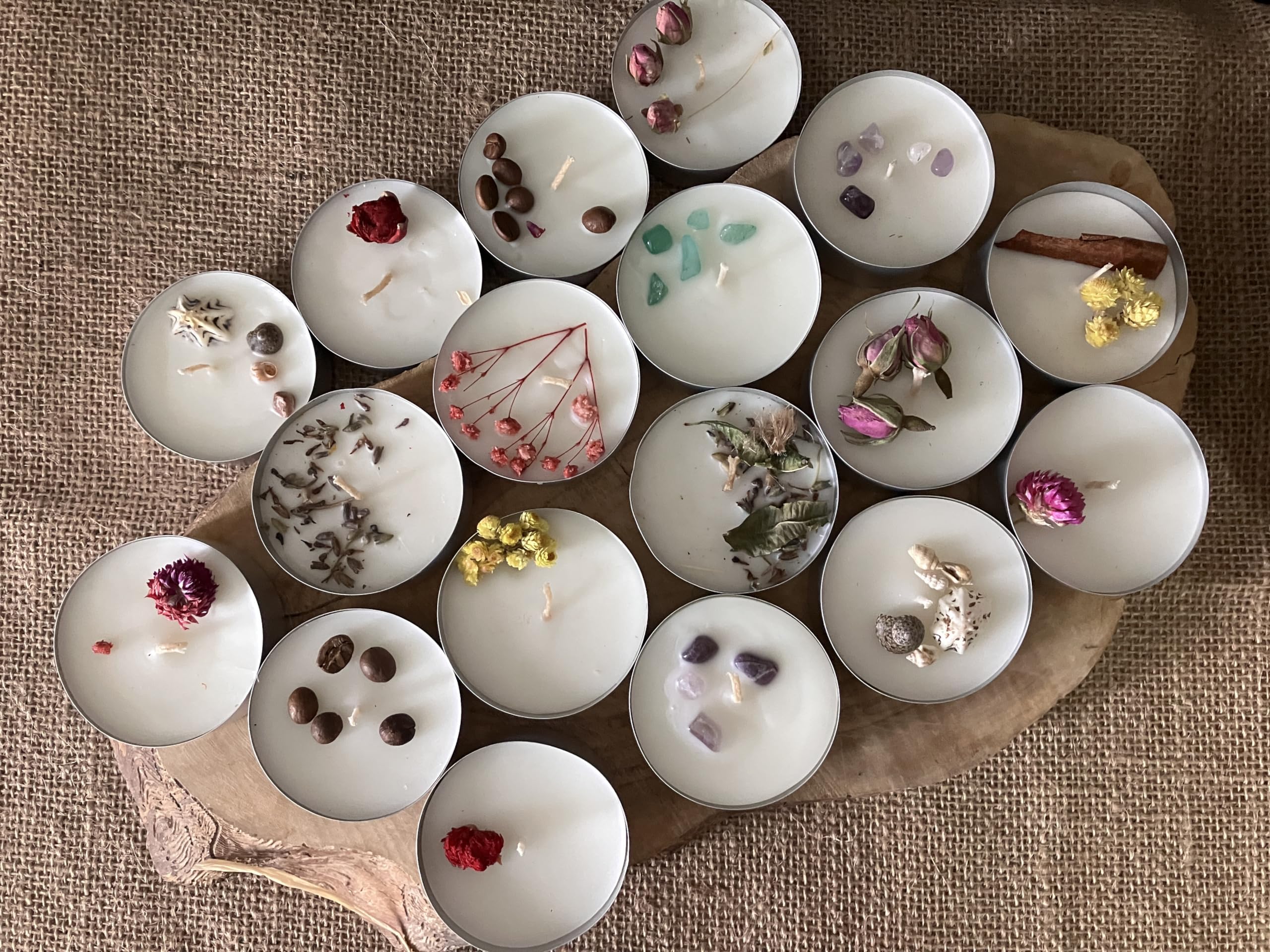 18'li XXL tealight soya mumu,normalden 4 kat büyük,72 Tealight ile eşdeğer,Hediyelik doğal soya mumu,48 gr, 16 saat yanma süresi,Tarçın,Kahve,Sandal ağacı kokulu