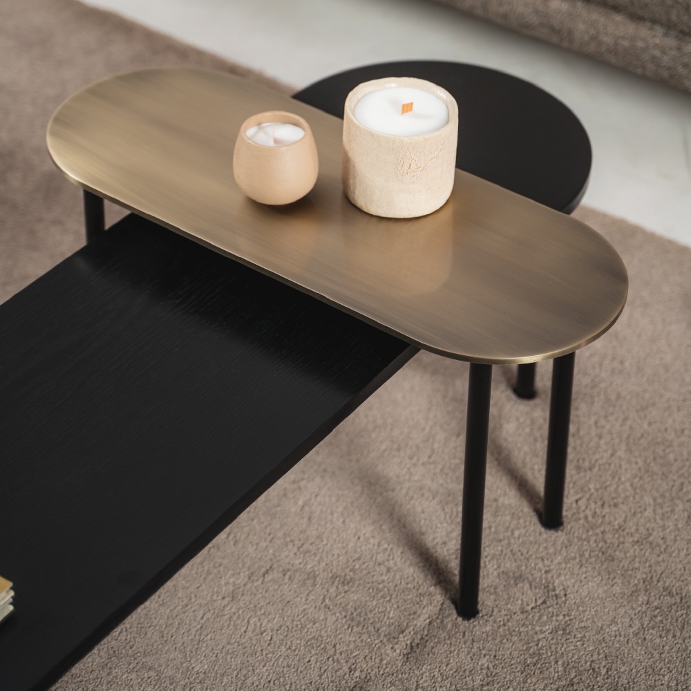 Twin Sehpa Pirinç Eskitme – 65 cm