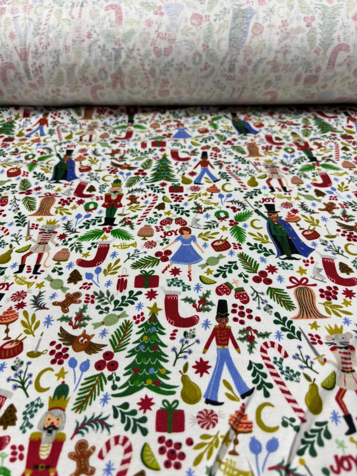 Yılbaşı Temalı Baskılı Bebe Interlok Kumaş - %95 Pamuk %5 Elastan | En 180 cm