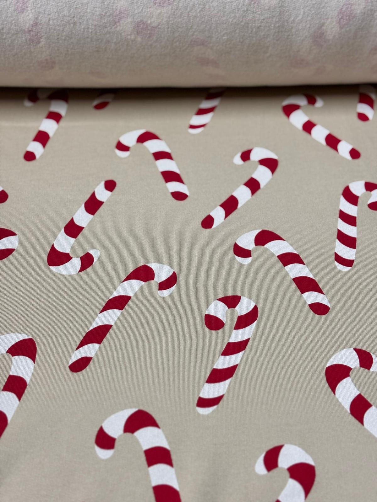 Şeker Kamışı Desenli Üç İplik Şardonlu Kumaş - %80 Polyester %20 Pamuk | En 180 cm