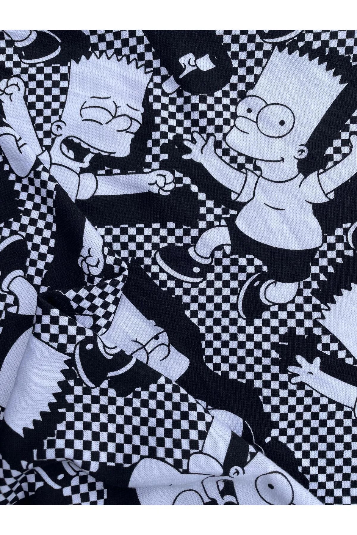 Simpson Baskılı Şardonsuz 3 İplik Penye Kumaş – %80 Cotton %20 Poly – Top Eni 165 cm | Tok, Esnek Sweatshirt Kumaşı