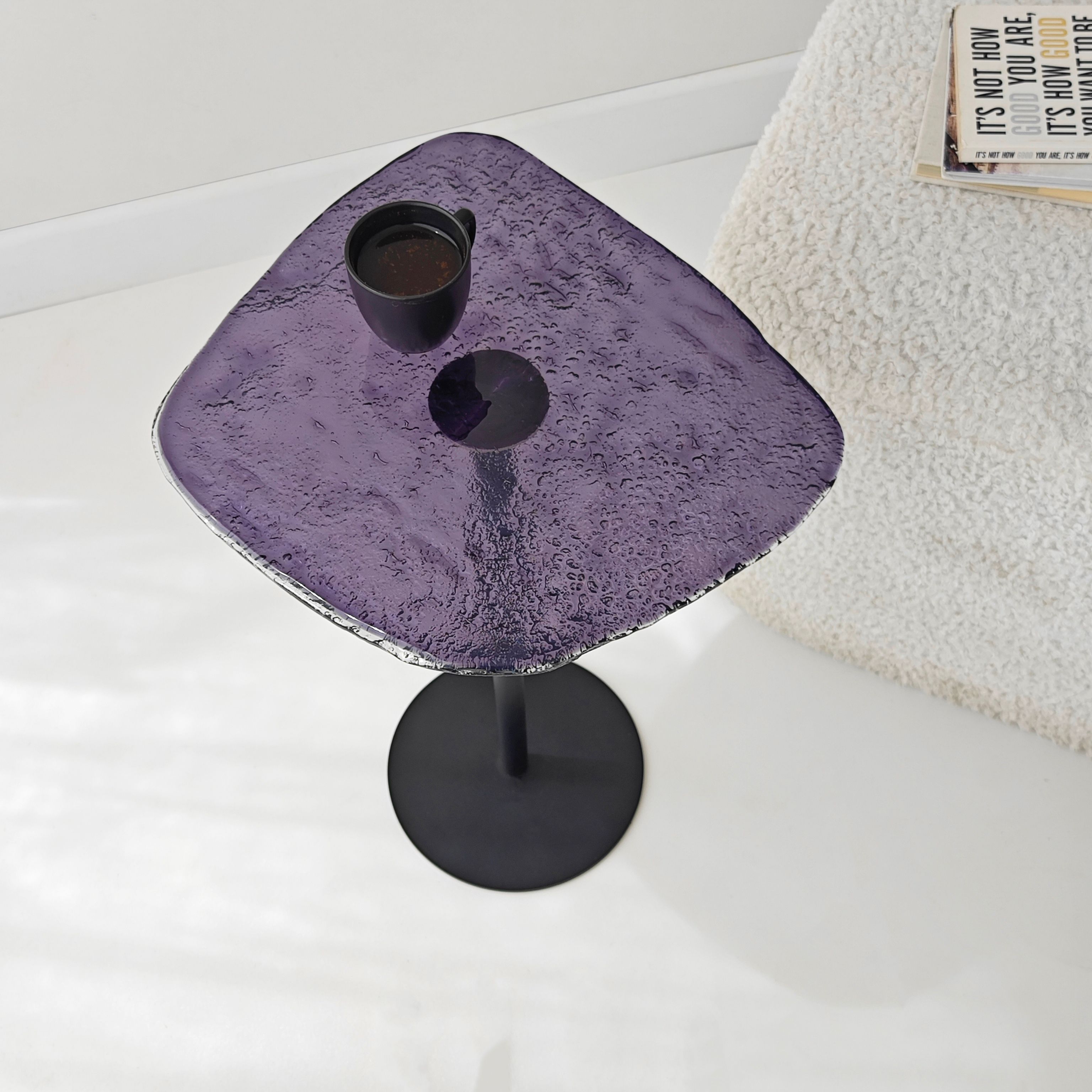 Purple El Yapımı Cam sehpa