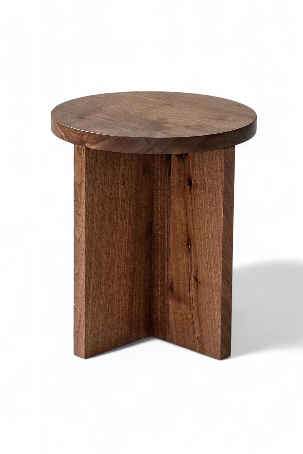 Sarp Handmade Solid Beech Wood Round Side Table and Stool