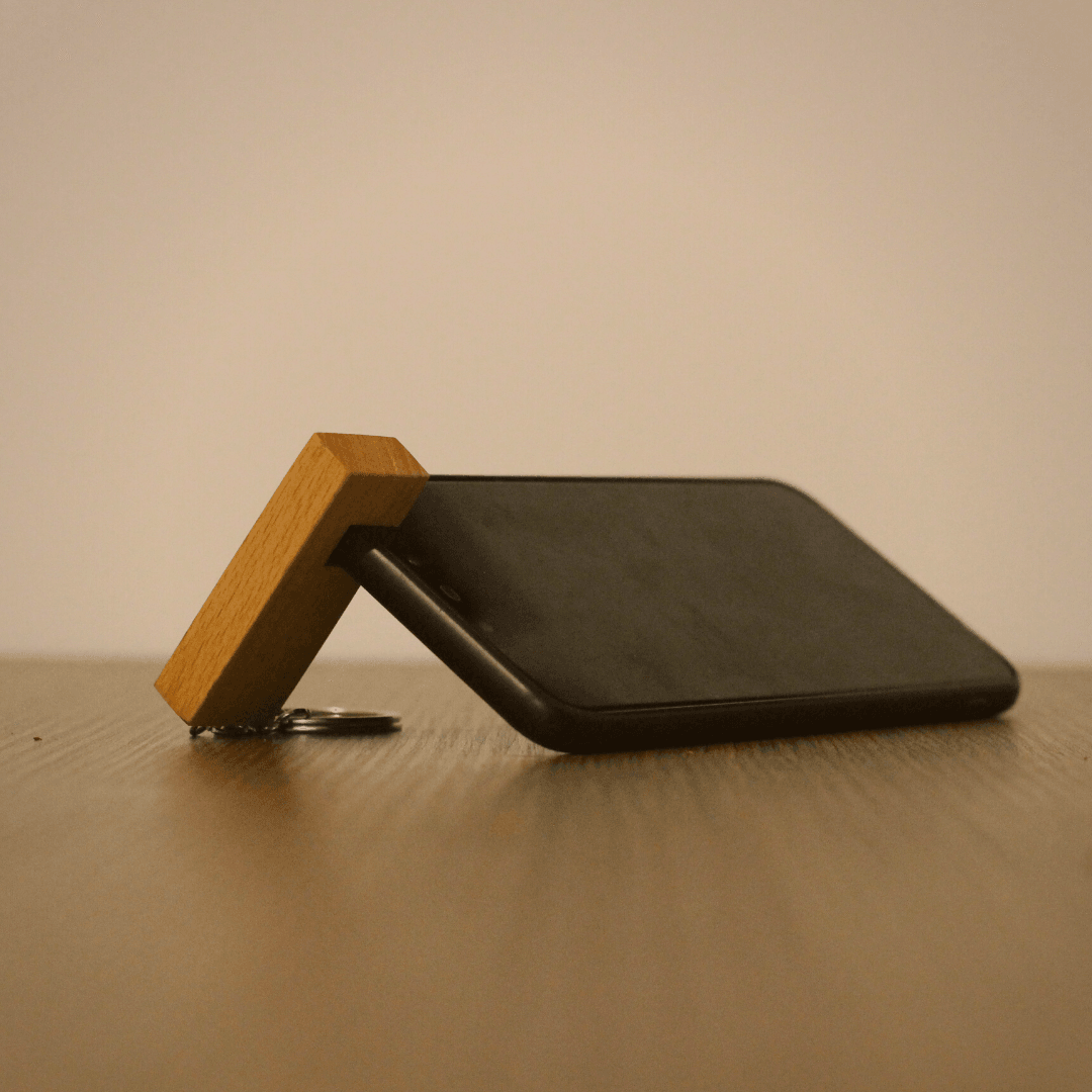 Wooden Phone Holder Keychain