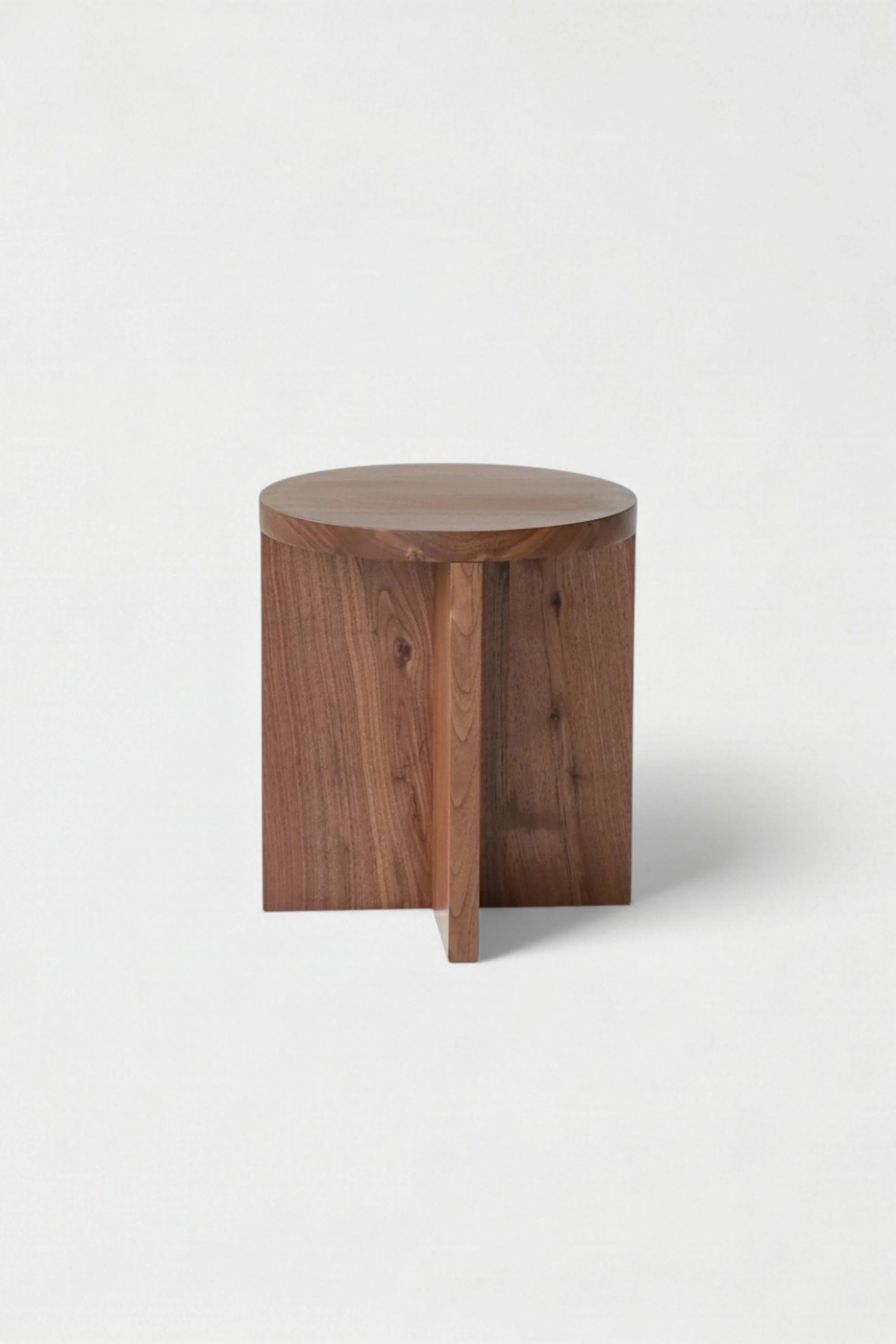 Sarp Handmade Solid Beech Wood Round Side Table and Stool