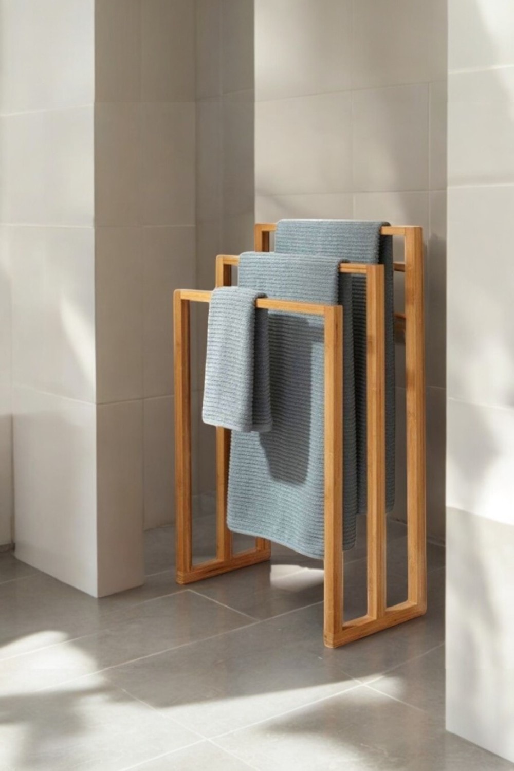 Layla 3 Level Wooden Towel Rack - Walnut