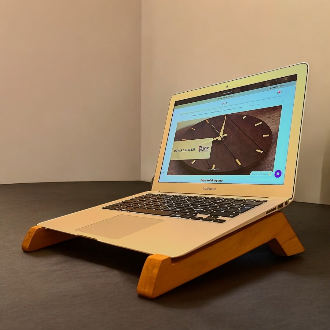 El Yapımı Ahşap Laptop ve Telefon Standı Seti