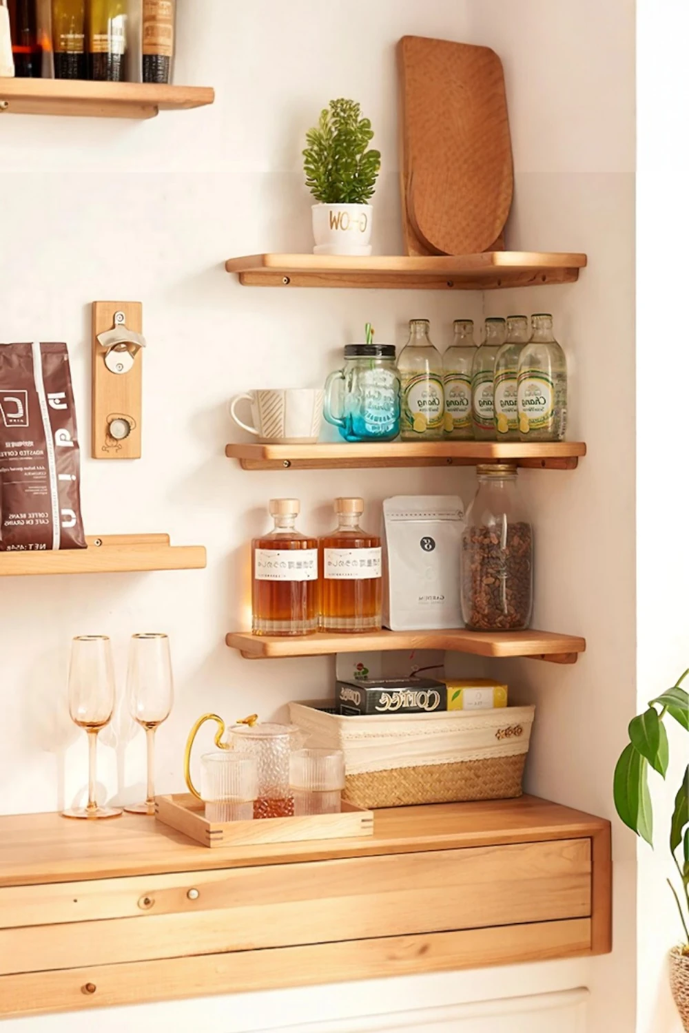 Nefin El Yapımı Masif Ahşap Raf - 2li Set