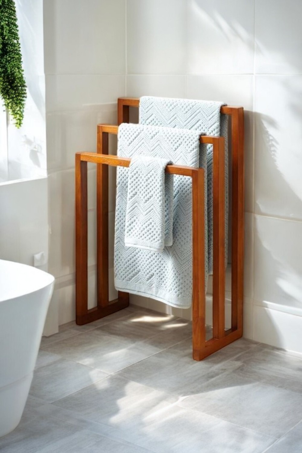 Layla 3 Level Wooden Towel Rack - Natural