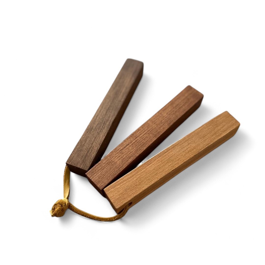 Regla Handmade Wooden Trivet with Leather Details - Small