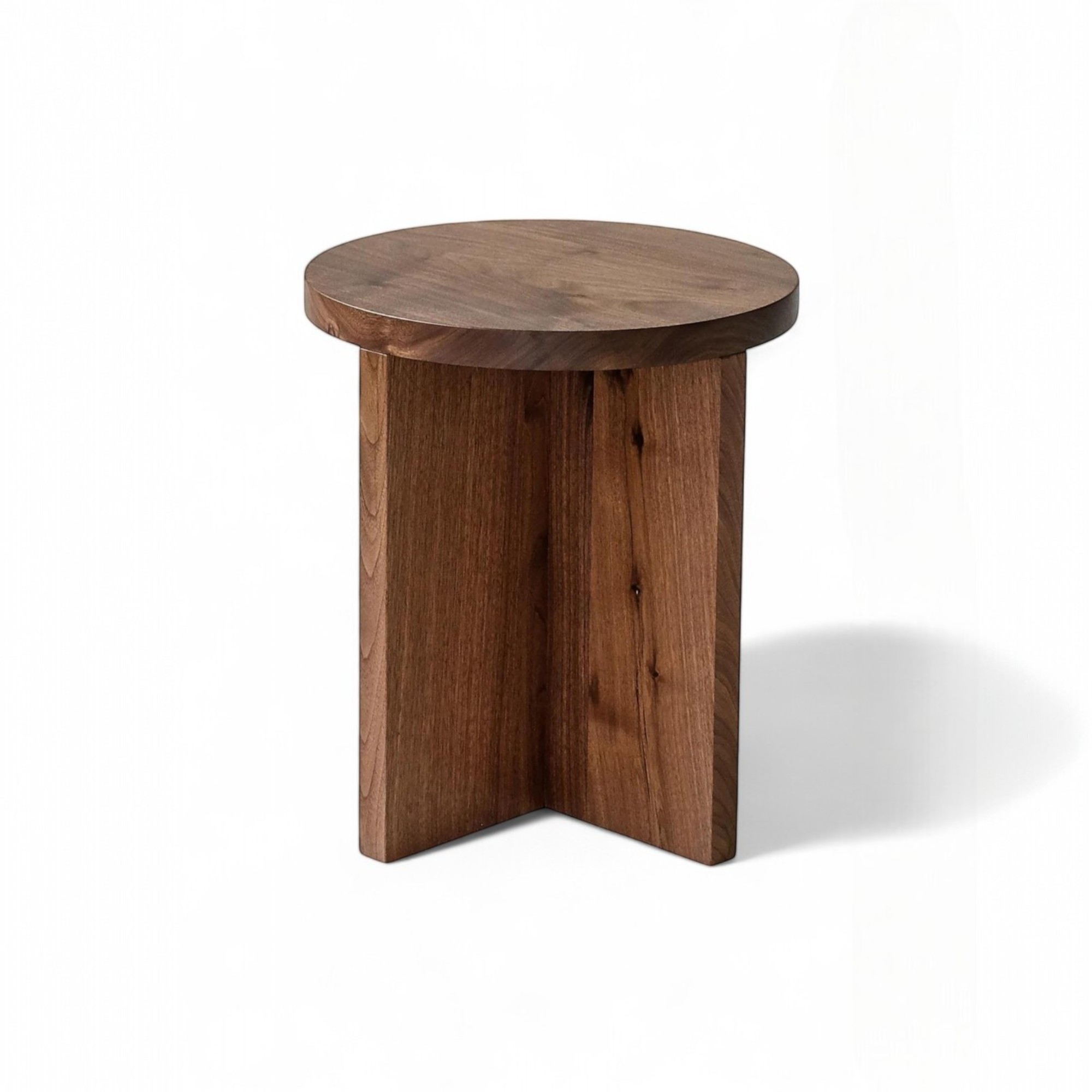 Sarp Handmade Solid Beech Wood Round Side Table and Stool