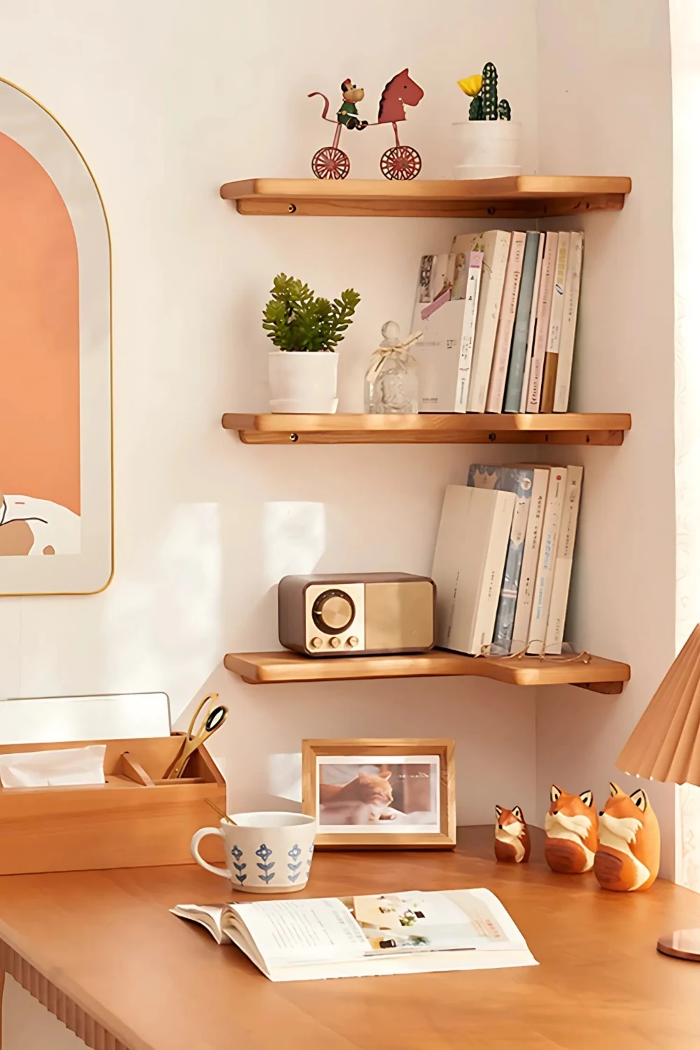 Nefin El Yapımı Masif Ahşap Raf - 2li Set