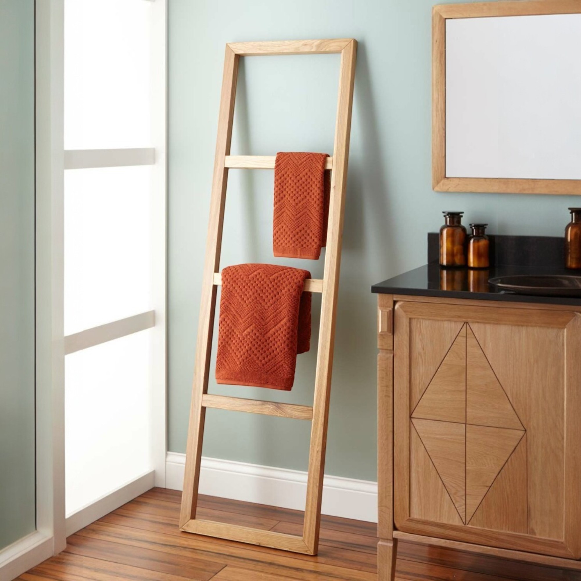 Stokes Teak Handmade Wooden Ladder Towel Holder
