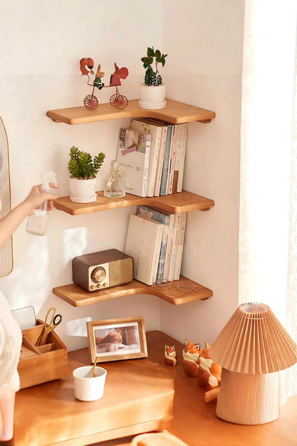 Nefin El Yapımı Masif Ahşap Raf - 2li Set