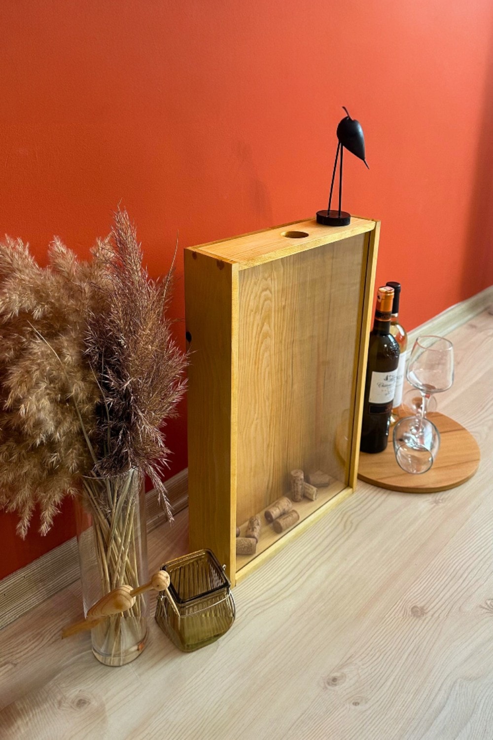 Handmade Wooden Wine Cork Collection Piggy Bank