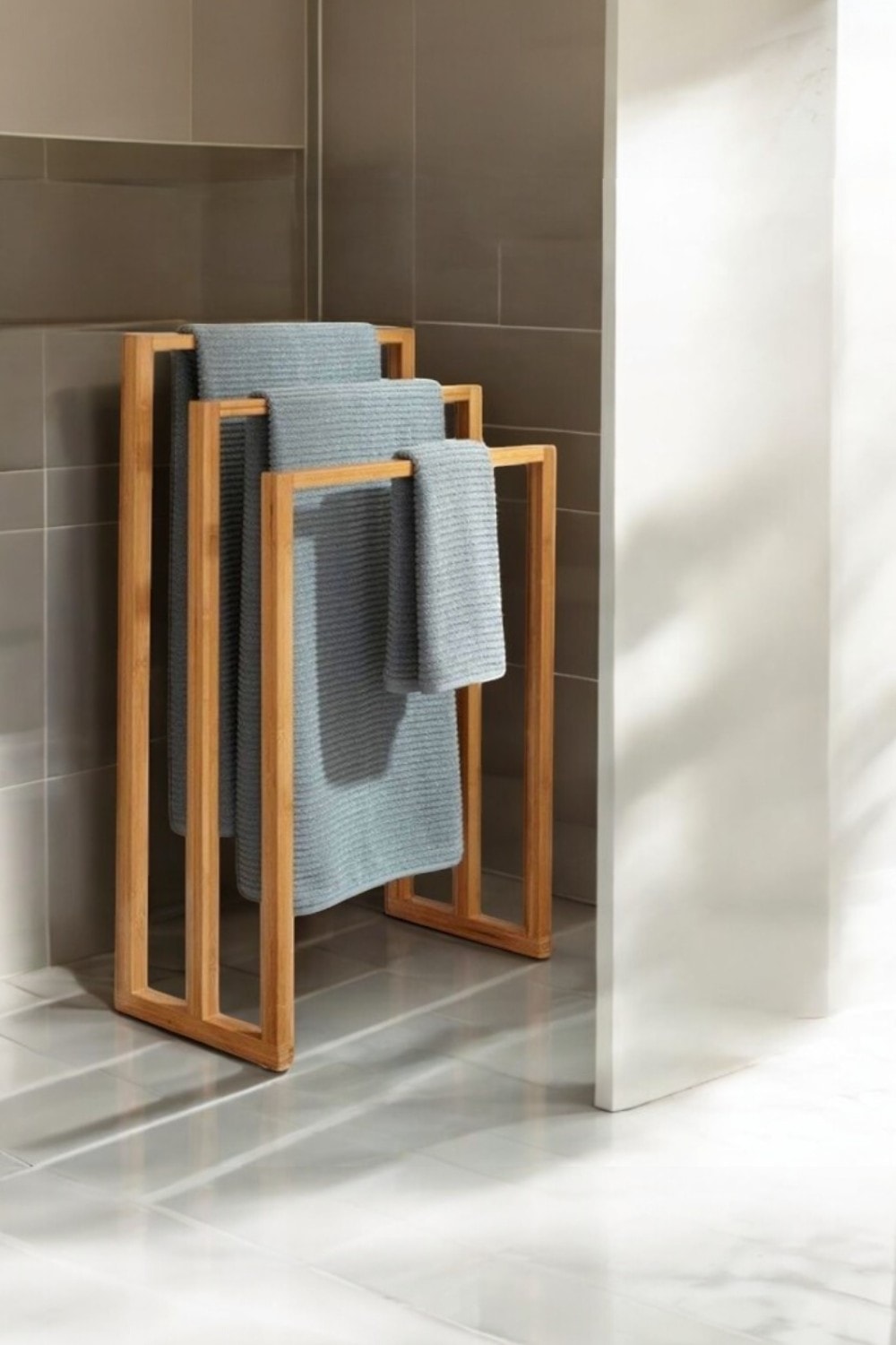 Layla 3 Level Wooden Towel Rack - Walnut