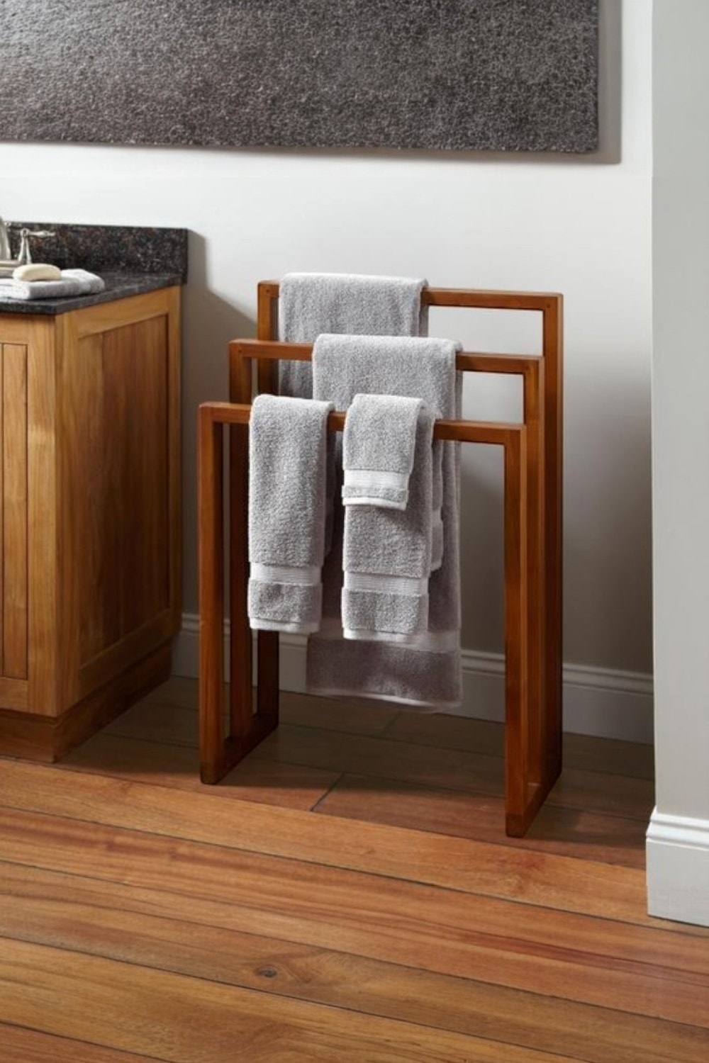 Layla 3 Level Wooden Towel Rack - Walnut