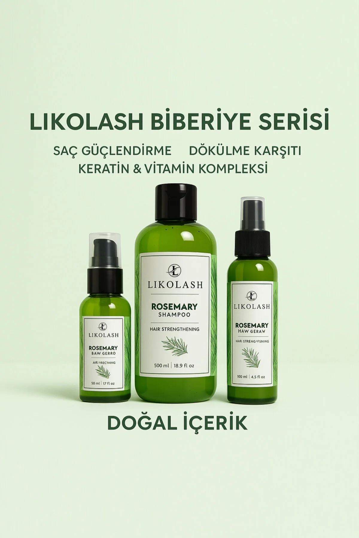 Likolash Biberiye Şampuanı Saç Toniği Ve Saç Yağı Dökülme Karşıtı Hızlı Uzamaya Yardımcı Komple Set