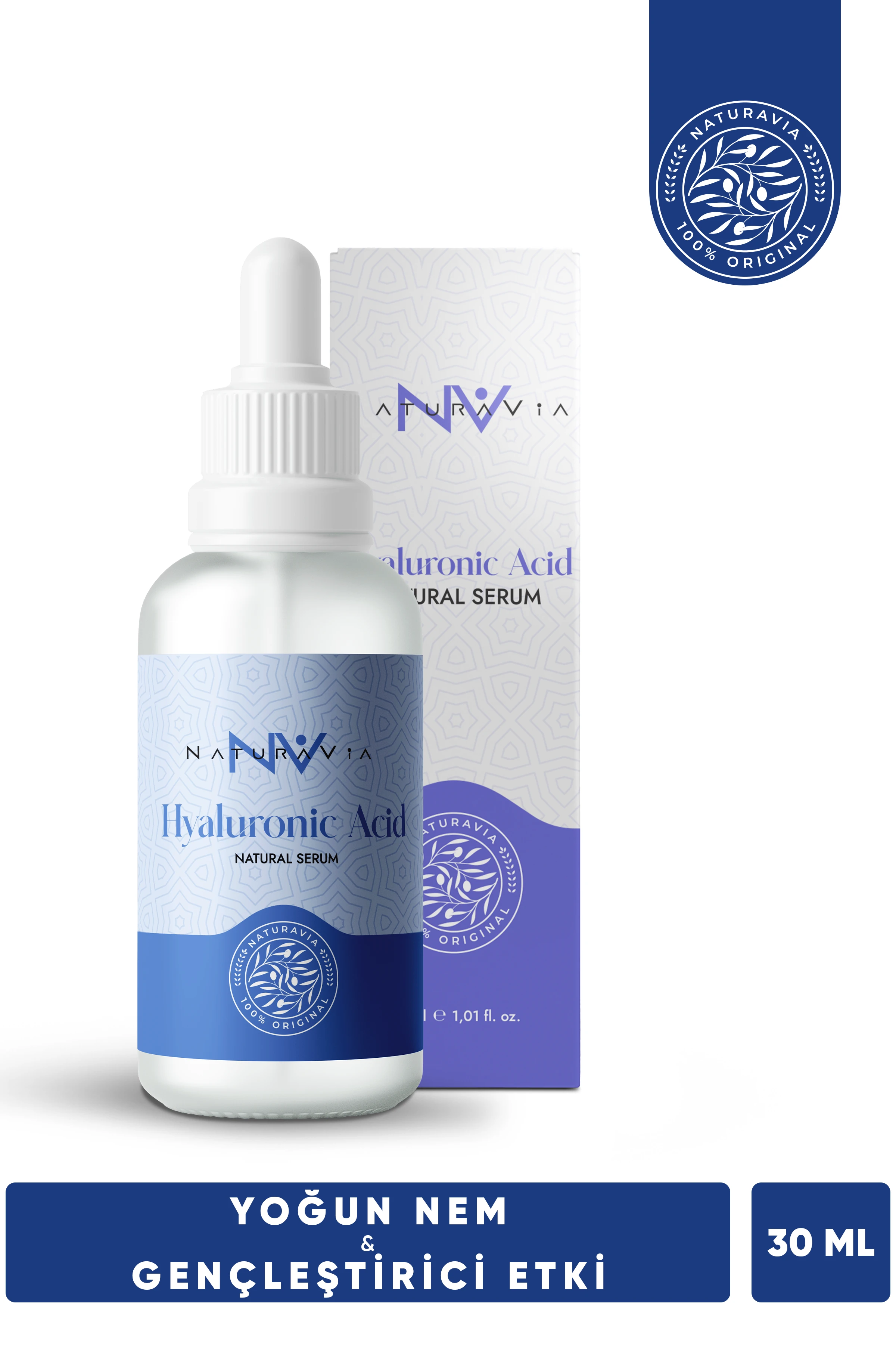 Yoğun Nemlendirici & Dolgunlaştırıcı Hyalüronik Asit Serum 30 ml – Tüm Cilt Tipleri İçin | Derin Nem & Genç Görünüm