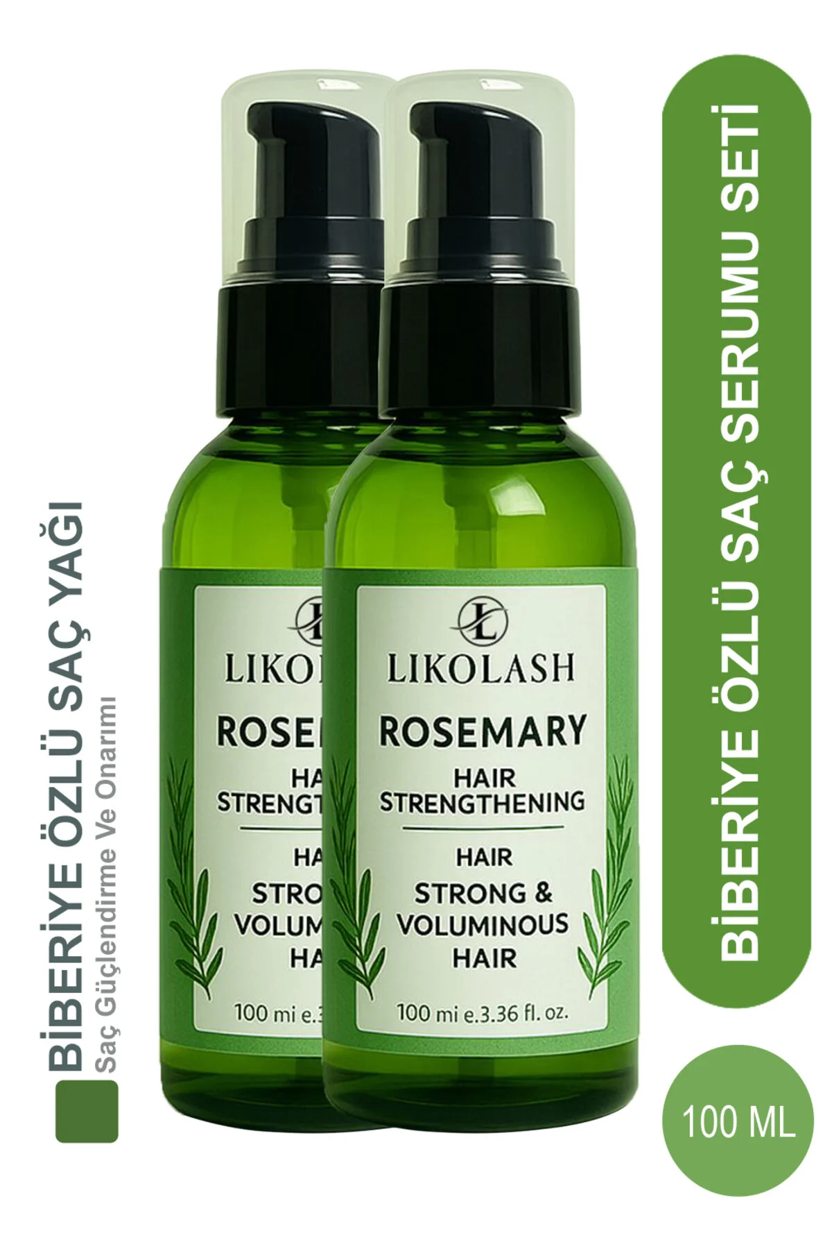 Likolash Biberiye Yağı Terapisi Saç Dökülmesi ve Yıpranmış Saçlar için Hızlı Saç Uzatan Biotinli Bakımı Seti