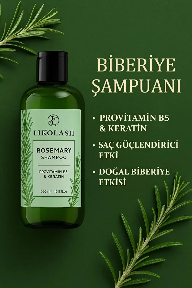 Likolash Biberiye Şampuanı Keratin, Biotin ve Kolajen Özlü 500 ml