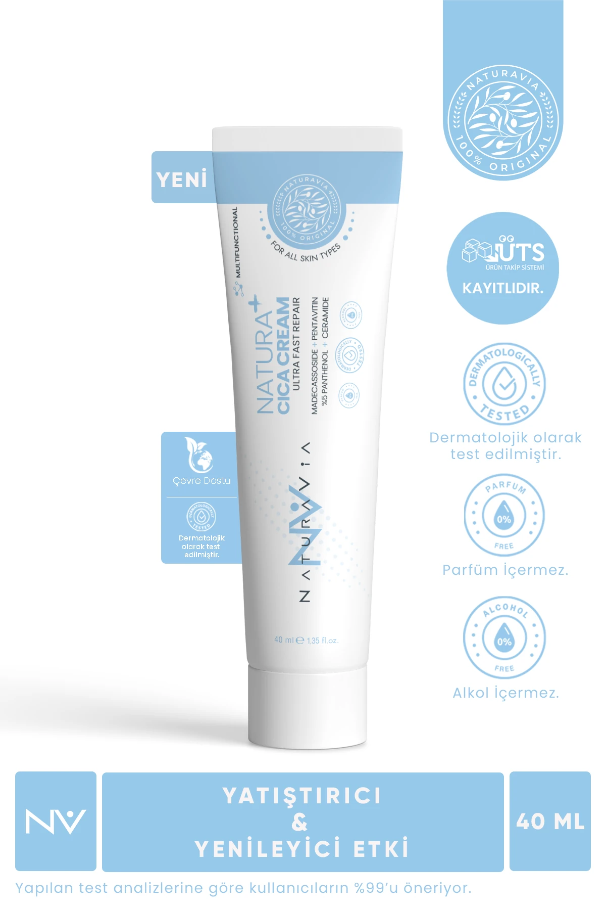 Bariyer Onarıcı Cica Krem 40 ml – Hassas Ciltler İçin Nemlendirici | Parfümsüz & Alkolsüz 