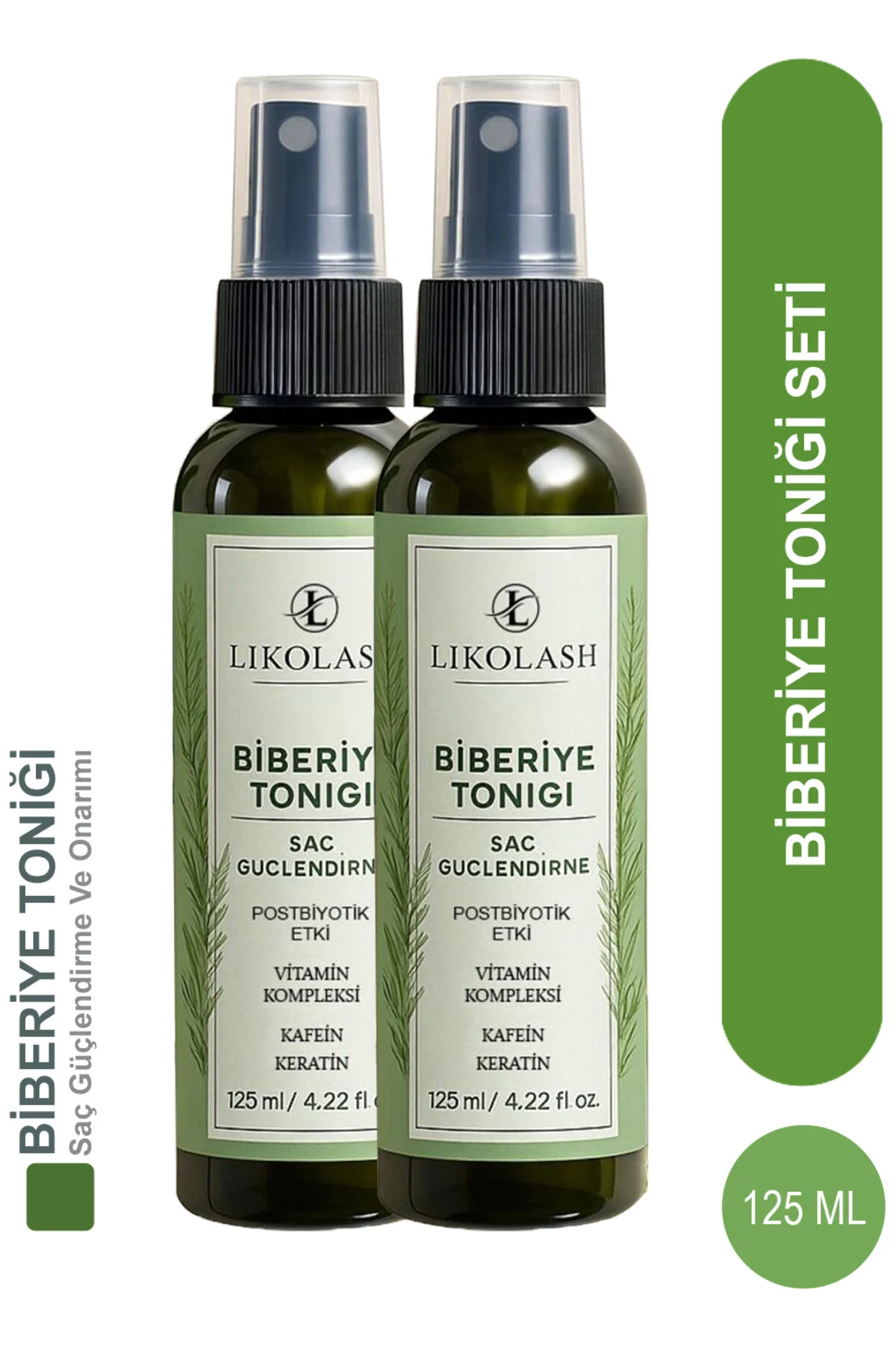 Likolash Biberiye Suyu Dökülme Karşıtı ve Hızlı Saç Uzatma Etkili Saç Toniği 2'li Set 125 ml