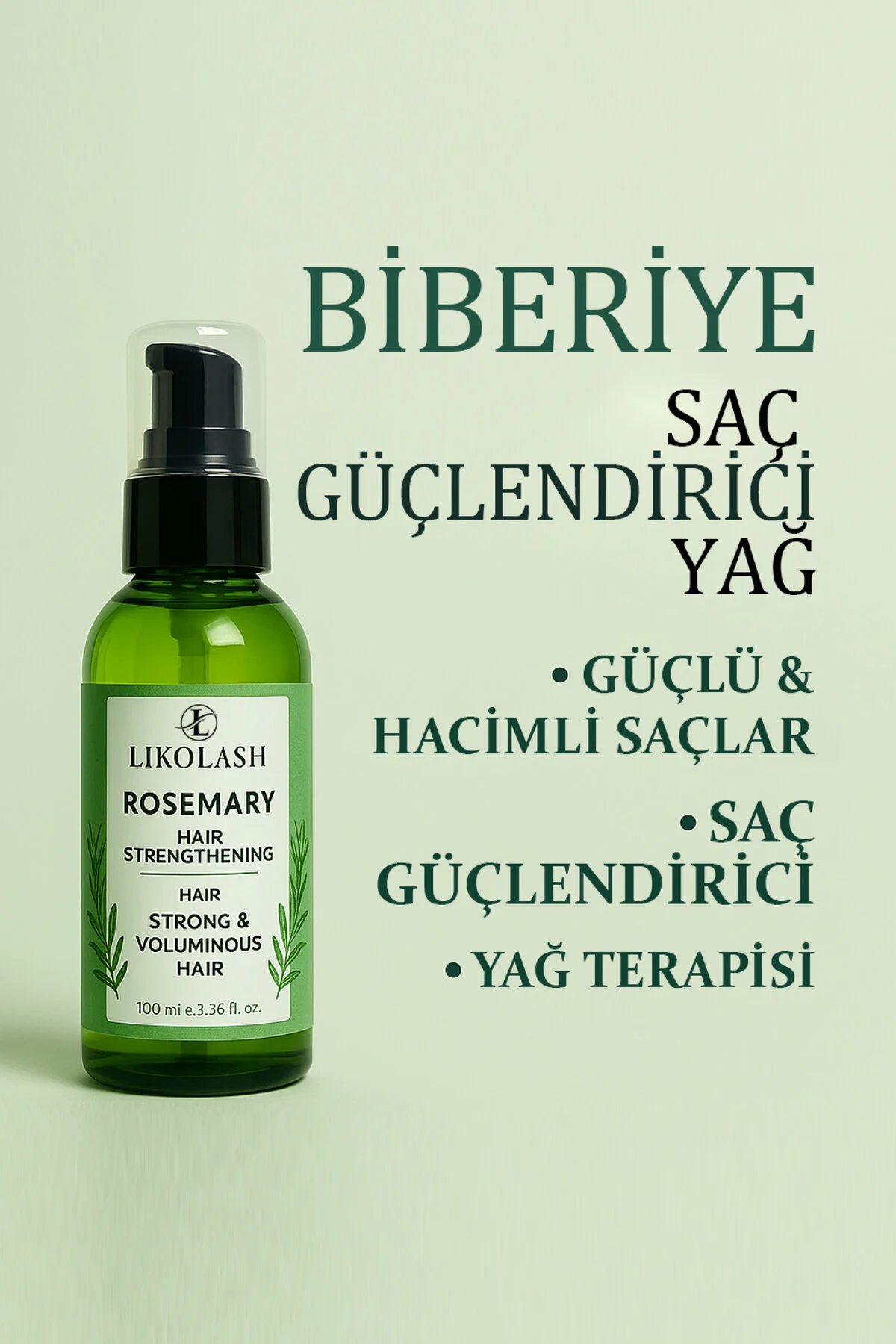 Likolash Biberiye Yağı Terapisi Saç Dökülmesi ve Yıpranmış Saçlar için Hızlı Saç Uzatan Biotinli Saç Bakımı
