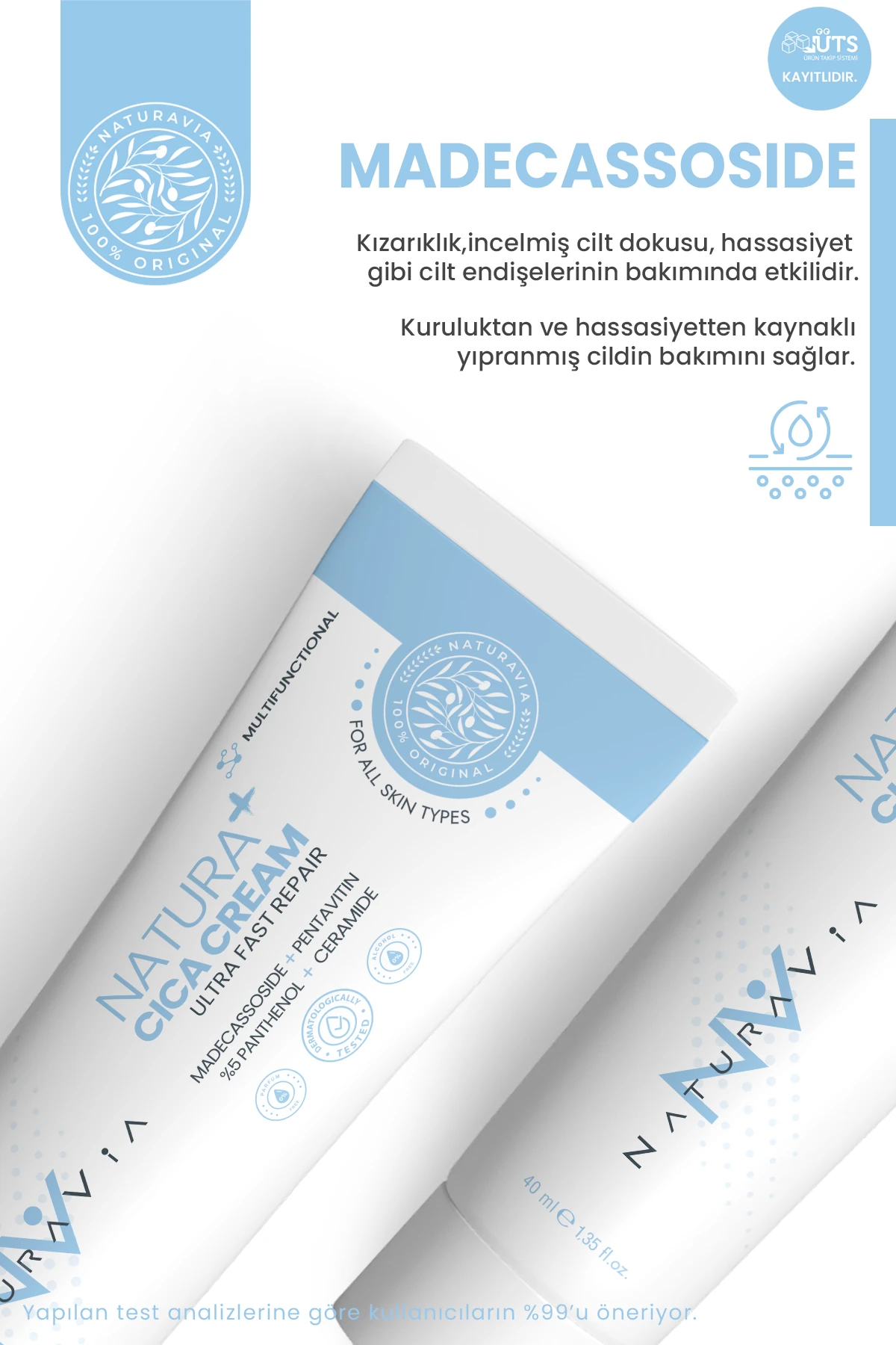 Bariyer Onarıcı Cica Krem 40 ml – Hassas Ciltler İçin Nemlendirici | Parfümsüz & Alkolsüz 