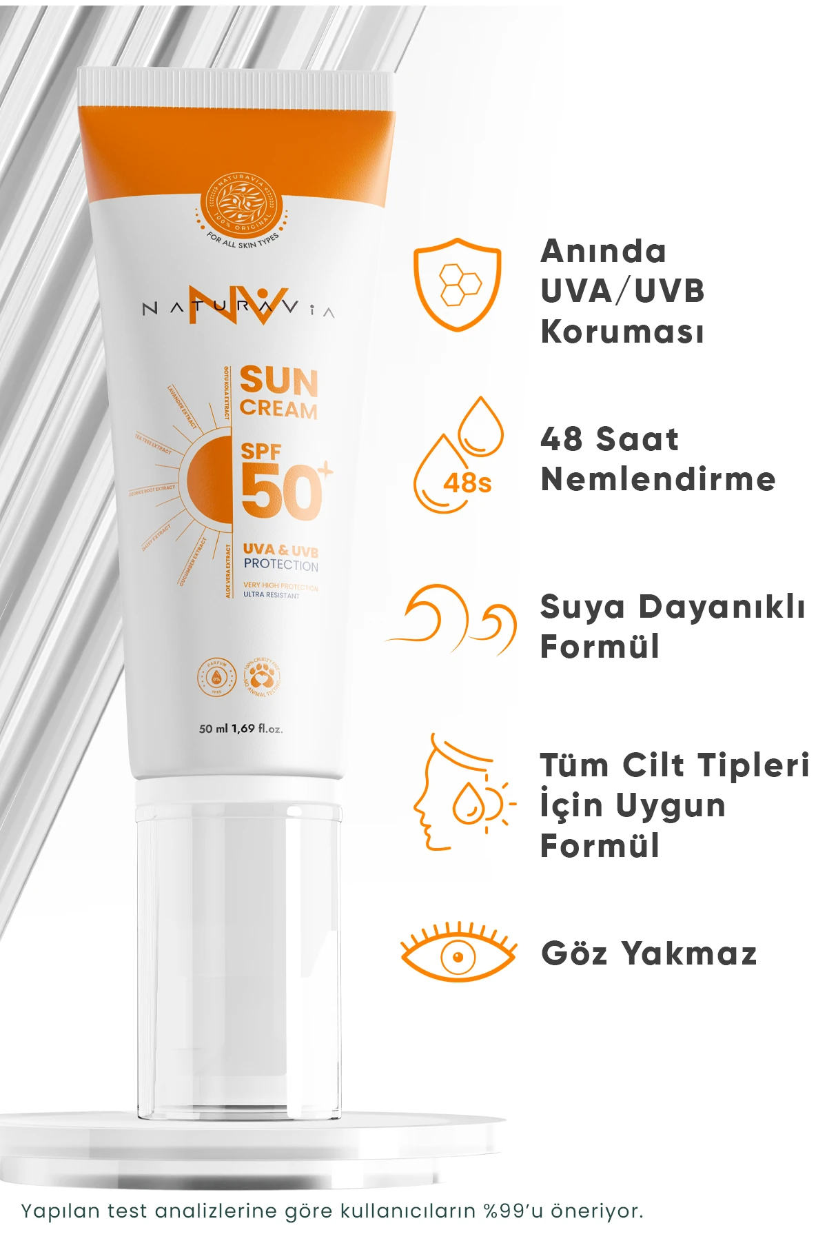 SPF 50+ Güneş Kremi – Leke Karşıtı, Nemlendirici ve UVA/UVB Koruyucu Bakım Kremi 50 ml | Tüm Cilt Tipleri İçin
