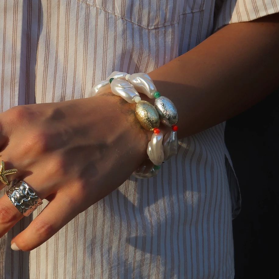 Aşınmış Doku İnci Bileklik