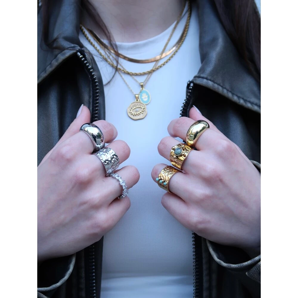 Dome Bombe Cerrahi Çelik Yüzük