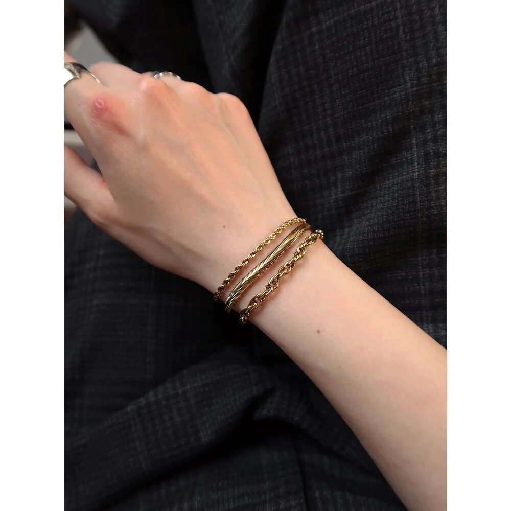 Üçlü Çelik Zincir Bileklik Set