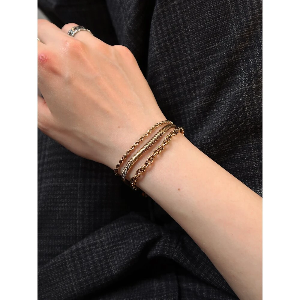 Üçlü Çelik Zincir Bileklik Set