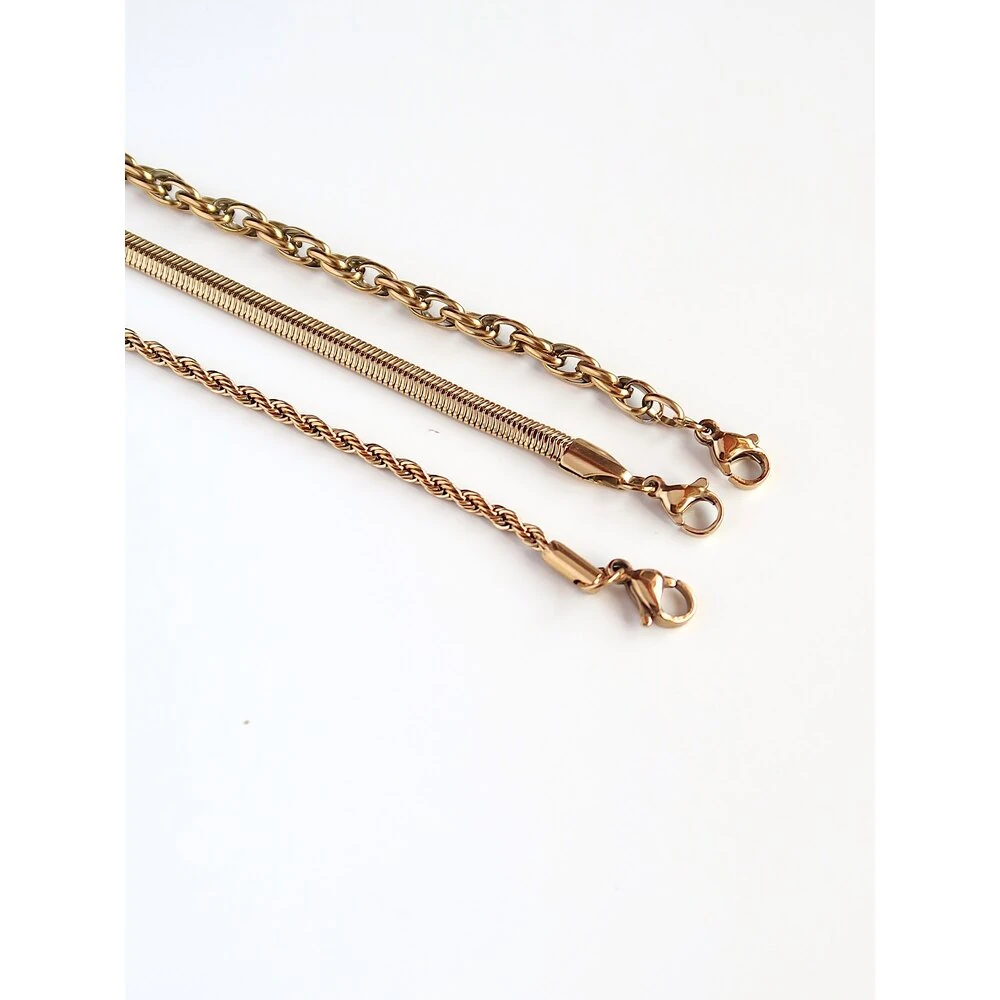 Üçlü Çelik Zincir Bileklik Set