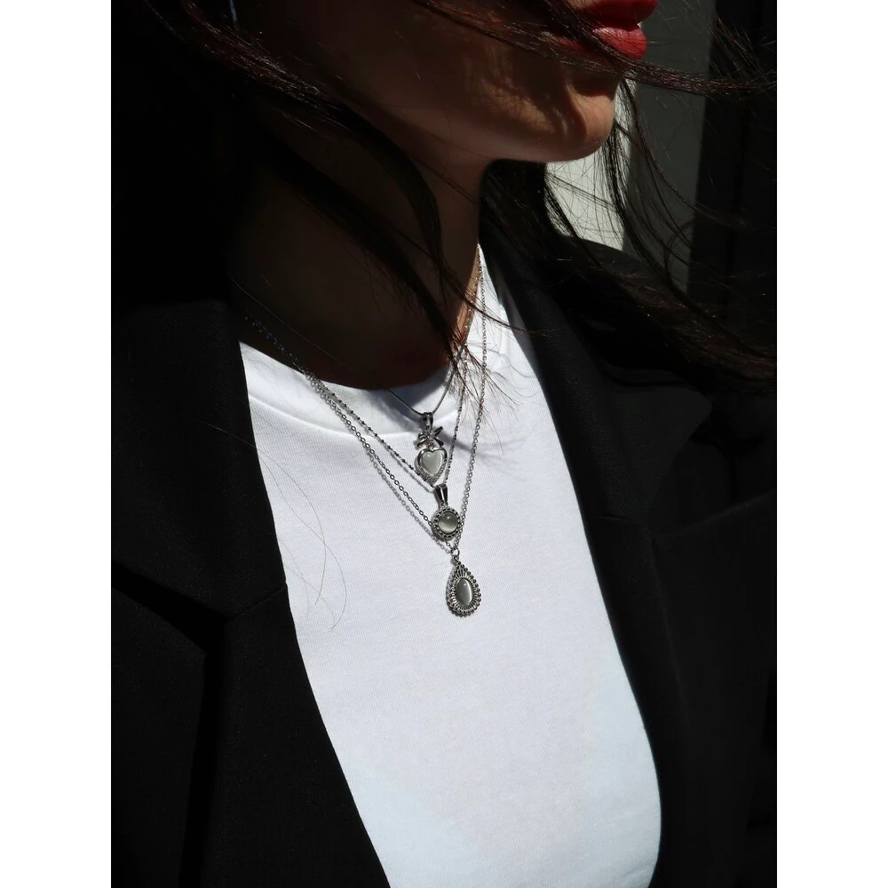 Fiyonklu Kalp Çelik Kolye